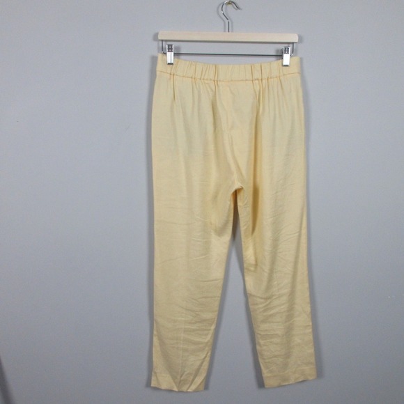 Babaton Cohen Linen Pants Women 8 Butter Yellow Pull On Pleated Career 272 - Picture 10 of 12